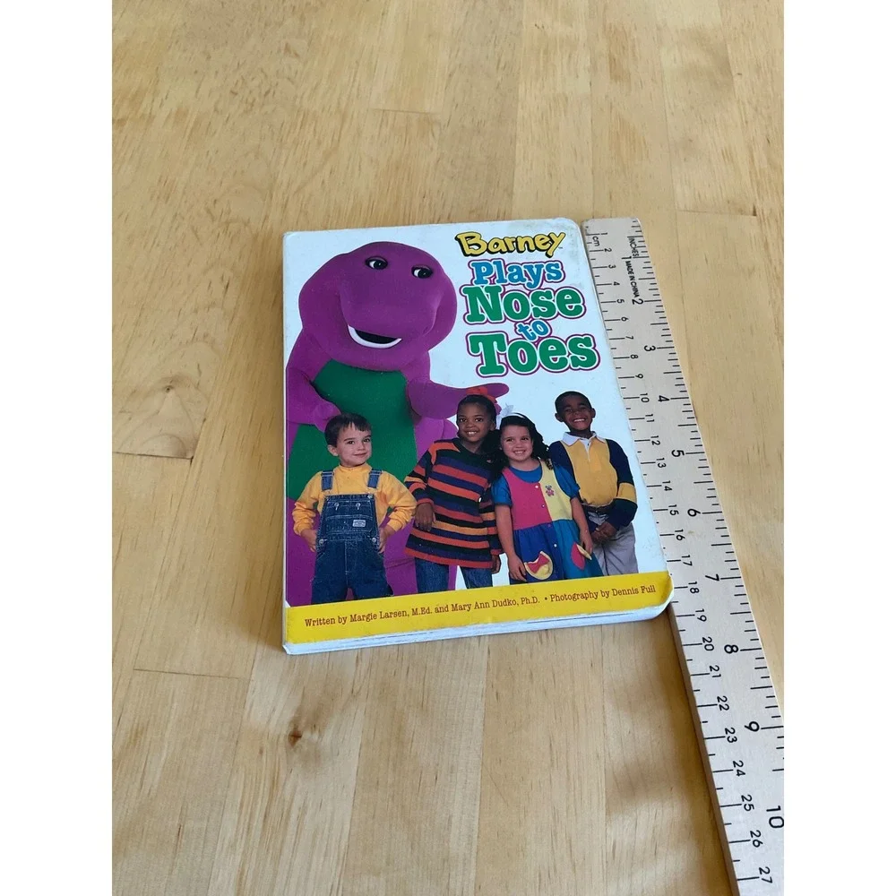 Vintage 1996 Barney Plays Nose to Toes Board Book Childrens Educational 99636